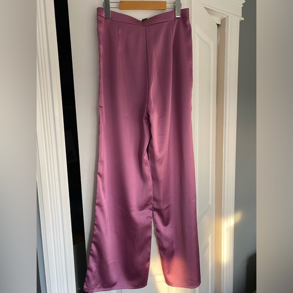 Purple Satin Wide-Leg Pants - Picture 3 of 4